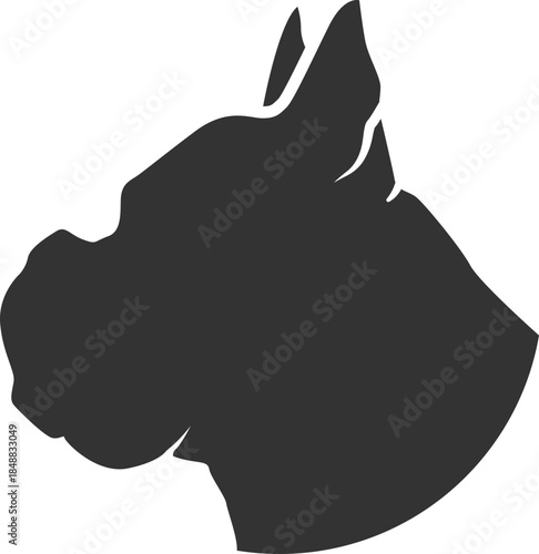 Black boxer dog head silhouette profile