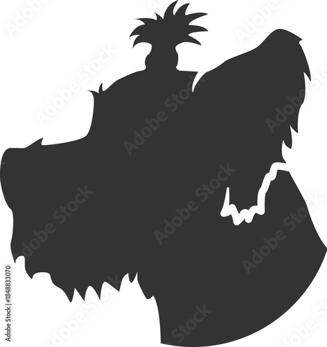 Black small dog head silhouette with topknot