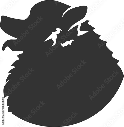 Funny dog head silhouette with floppy hat