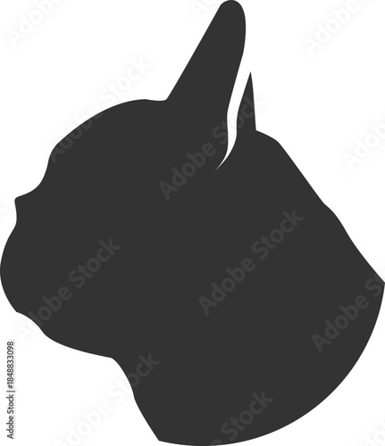 Black dog head silhouette with upright ears