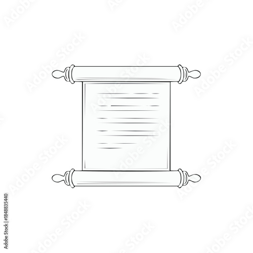 Open scroll illustration for message, announcement, blank banner, papyrus with hand drawn doodle style, paper roll
