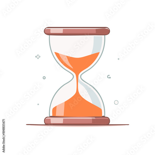 Hourglass showing time passing with sand flowing from top chamber to bottom chamber in elegant design