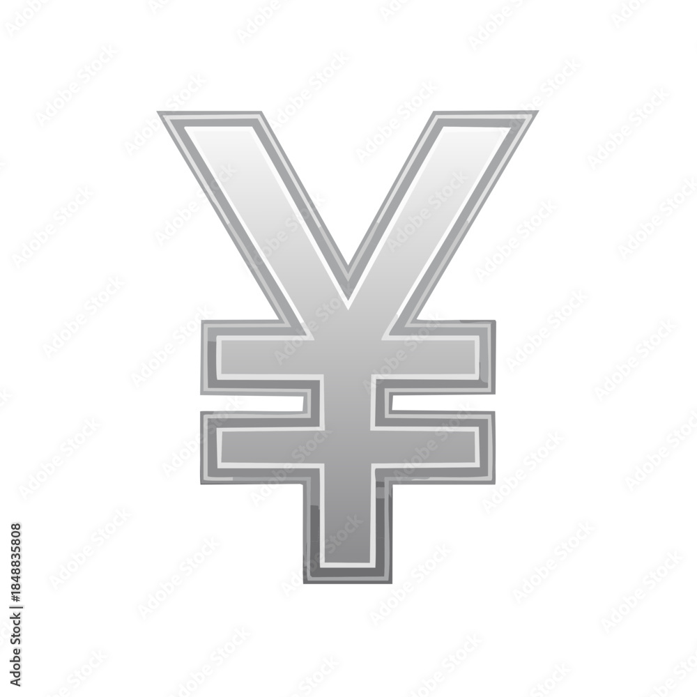 Obraz premium Silver Yen Symbol Represents Japanese Currency for Finance and Investment