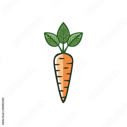 Stylized Cartoon Carrot with Green Leaves Food Illustration for Health or Agriculture