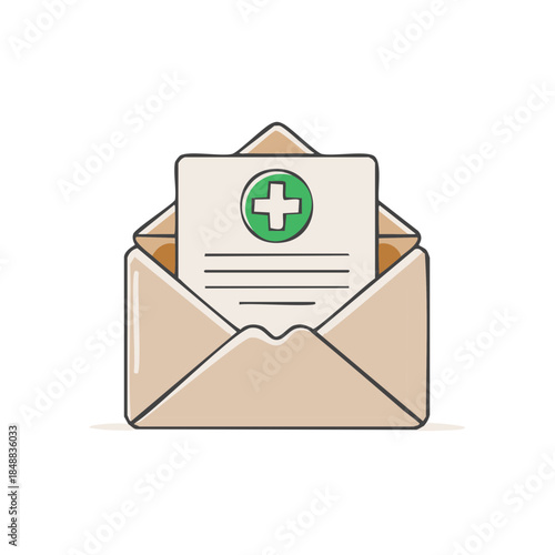 Medical Document in Envelope Healthcare Correspondence First Aid Letter
