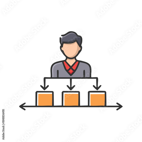 Diagrammatic Representation of a Person Supervising and Organizing Tasks
