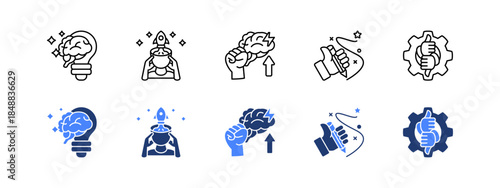 Creativity And Expression with two styles, line and duotone icon.