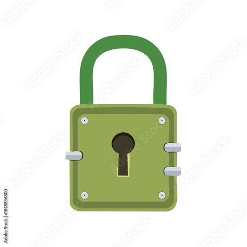 Simple illustration of a green padlock for security and protection on a white background