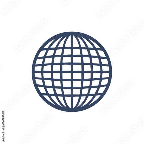 Vector illustration of a simplistic globe graphic, global communications concept, or international networking sign
