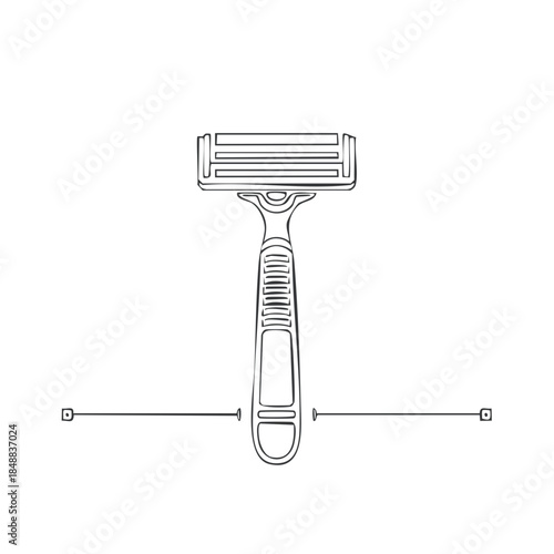 Razor Illustration Black Outline on White Background with Line Separators