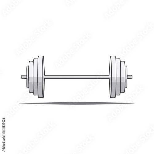 Illustration of a Metal Barbell with Weights for Strength Training and Exercise