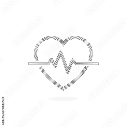 Heart with Electrocardiogram: Graphic Representation of Heartbeat for Medical and Wellness Concept