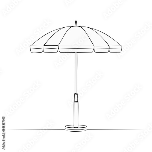 Minimalist line art drawing of a patio umbrella, parasol, sunshade, outdoor shade