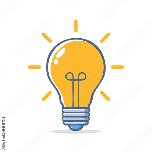 Iconic light bulb illustration symbolizing idea generation, creative innovation and energy source, creativity, illumination, enlightenment