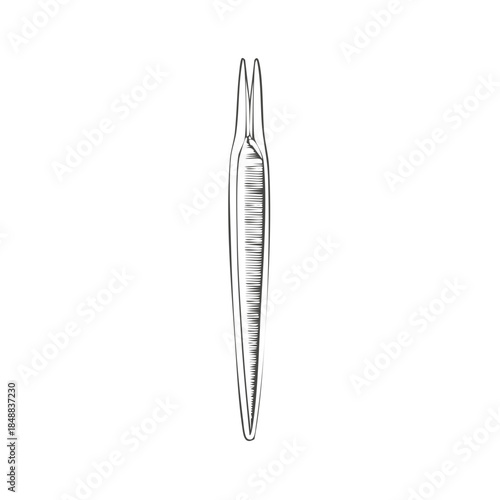 Illustration of Tweezers for Hair Removal and Beauty Treatment Drawn with a Pen
