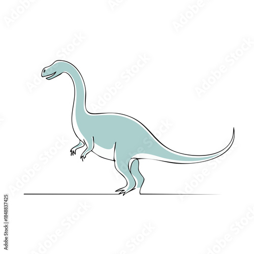 Apatosaurus line art. Simple and clean dinosaur illustration on white background. Cute diplodocus outline drawing.