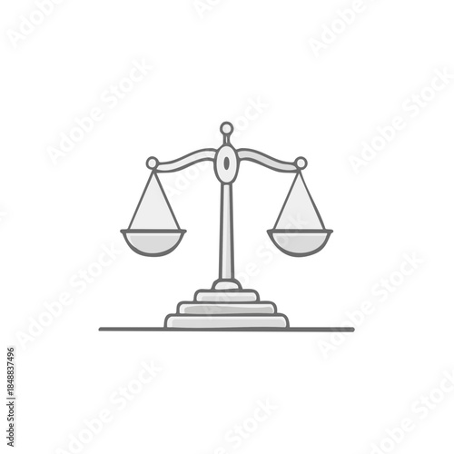 Scales of Justice simple illustration of balance scale with two pans against a plain background