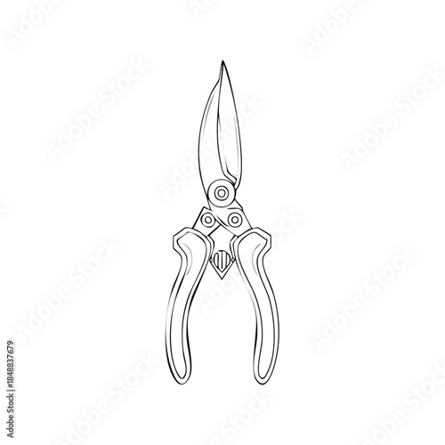 Hand Drawn Garden Shears Illustration for Pruning and Trimming Plants with Precision in Horticulture