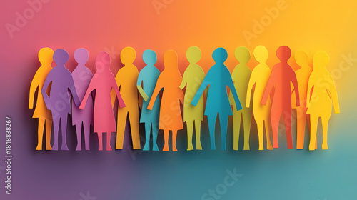 Diversity and inclusion at workplace with diverse paper cutout figures for social responsibility