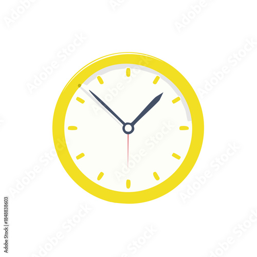 Clock face displaying ten minutes past ten with yellow border and simple vector illustration