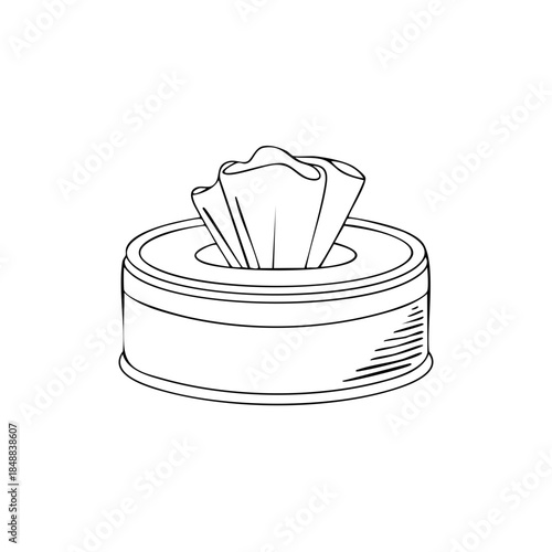Tissue Box Sketch Line Art Illustration for Personal Hygiene Needs and Cleaning