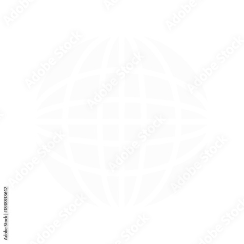 Global sphere icon with grid lines, symbolizing international network and connectivity, communication, world.