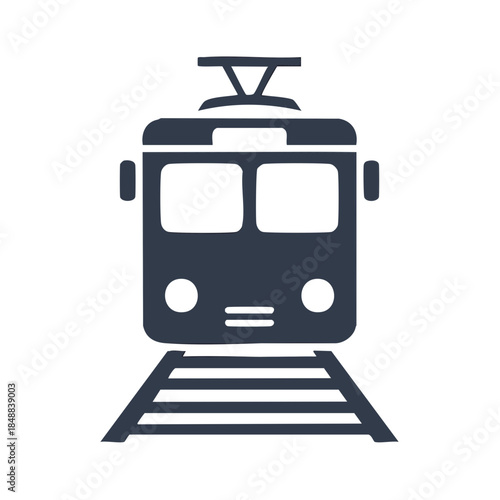 Tram graphic front view symbolizes urban transport and commuting