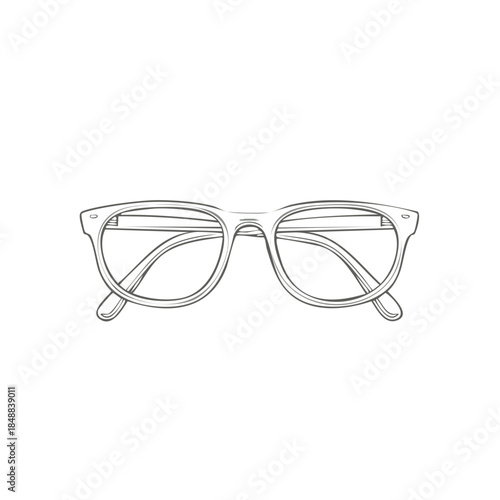Classic Eyeglasses Sketch Illustration Isolated on White Background for Optometry and Style Projects