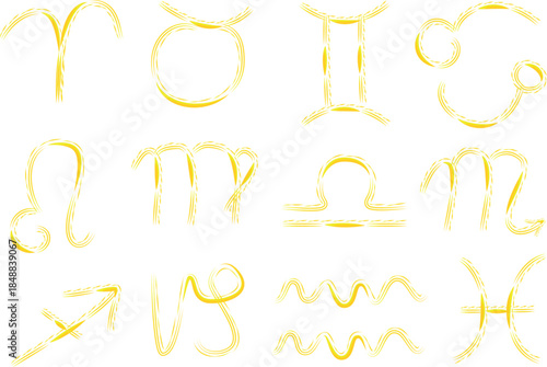yellow colorful abstract stroke lines pattern astrology signs