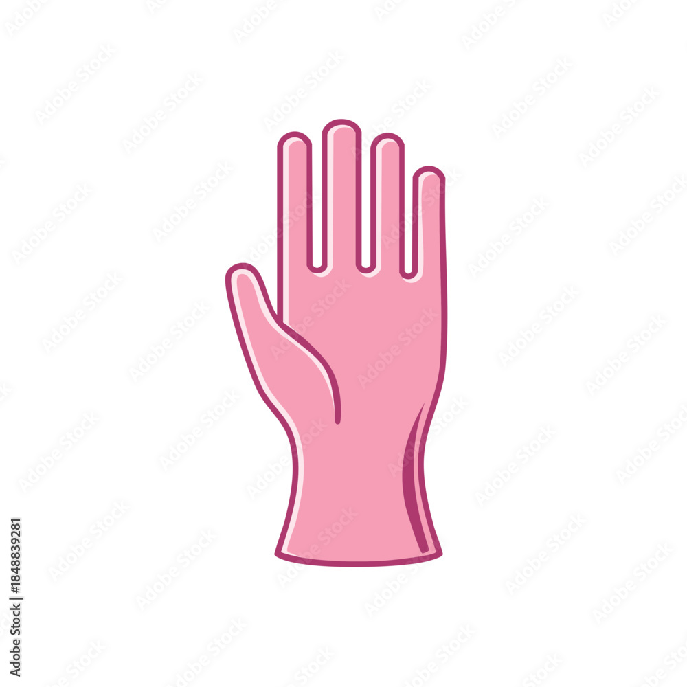 Obraz premium Pink Rubber Glove Isolated Illustration Hand Protection Icon Safety Cleaning Tool