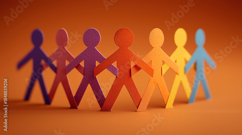 A group of diverse paper cutout figures representing inclusion unity and friendship in workplace