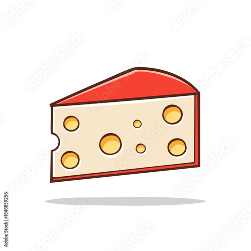 Cheese wedge icon with holes food cartoon vector illustration
