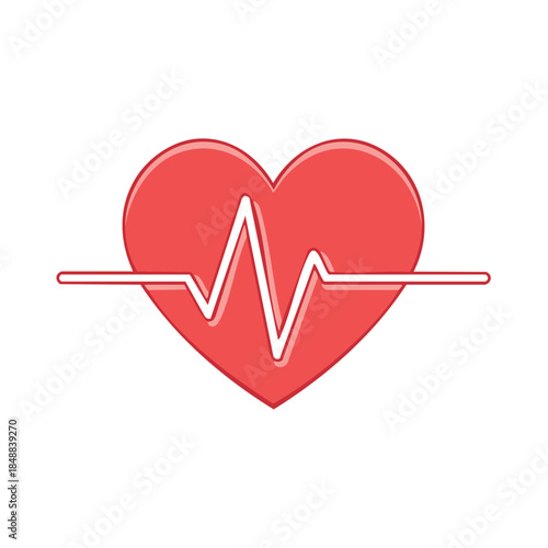 Heart Icon with Pulse Line Symbolizing Healthcare, Cardiology, and Medical Wellness Concepts
