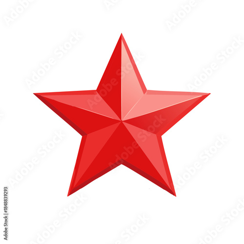 Shiny Bright Red Five Pointed Star Symbol Icon Graphic Object for Emblems, Logos or Designs