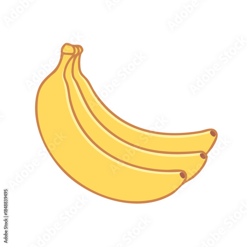 Bunch of Ripe Yellow Bananas: Tropical Fruit Close Up with Simple Outlines, Food Illustration Style for Packaging and Product Decoration