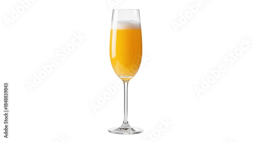 Tableau sur toile Isolated mimosa cocktail in champagne flute glass, brunch beverage with fresh ju