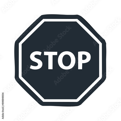 Stop sign icon on white background Traffic regulation concept Hand drawn vector illustration