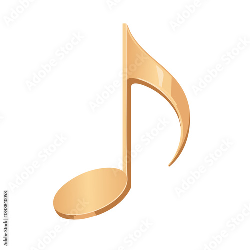 Golden Quarter Note Musical Symbol Illustration Graphic for Music Sheets and Song Notation