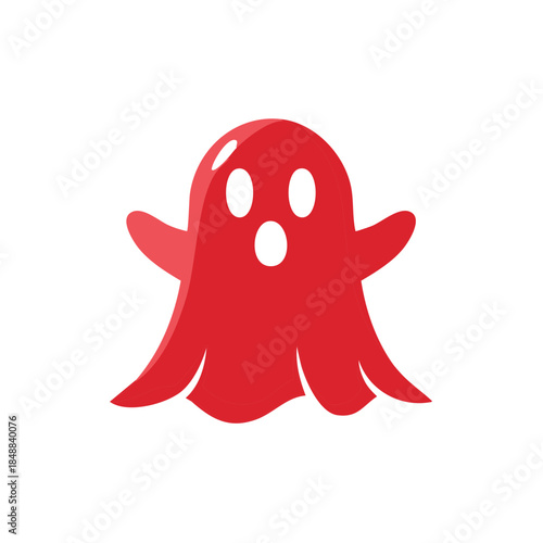 Festive Red Ghost with Wide Eyes for Halloween or Spooky Holiday Design