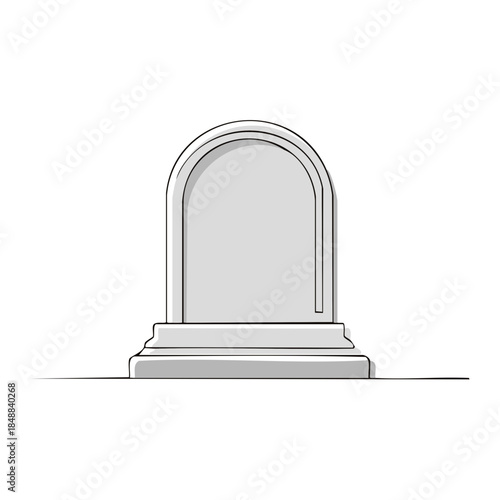 Minimalist Grave Marker Illustration Death and Mourning Concept Simple Tombstone Drawing For Obituary Notice Template