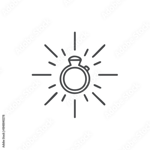 Engagement Ring with Sparkling Aura Symbolizing Love, Commitment, and Marriage Proposal - Thin Line Style