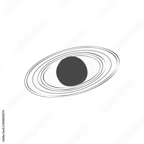 Abstract Sphere Orbit Design Black Hole Cosmic Icon Minimalist Graphic