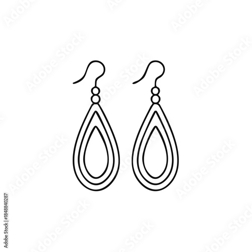 Elegant Teardrop Earrings Outline Illustration Minimalist Jewelry Design Fashion Accessory Pair Aesthetic Art