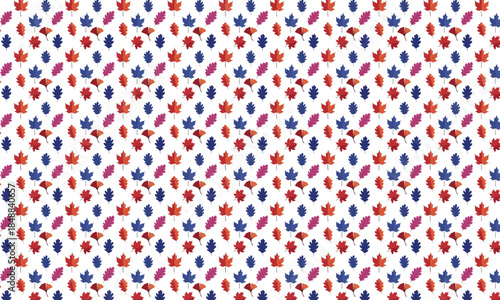 Red and Blue Floral Seamless Pattern Backgroun.