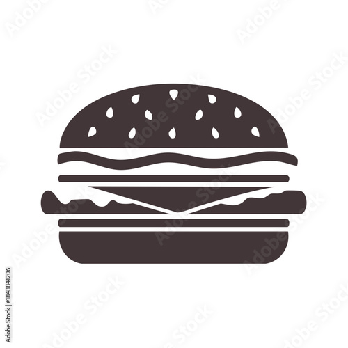 Hamburger icon illustration Simple black silhouette Burger vector design Fast food symbol Food illustration.