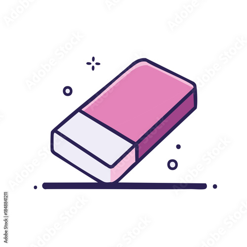Vector illustration of a cute pink eraser lying on a surface for back to school supplies
