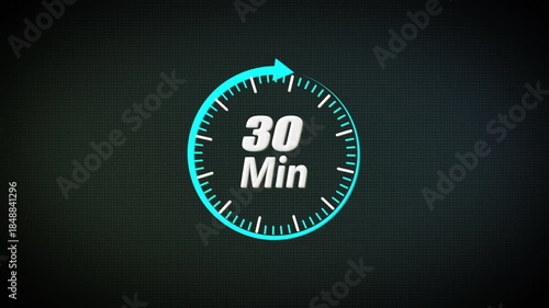 30 Minutes Circular Countdown Timer for Corporate Meetings, Training Sessions, Planning Blocks and Professional Time Control Animation