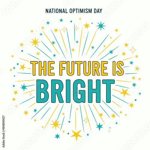 Vibrant illustration conveying hope and positivity with a sparkling starburst, symbolizing a bright future and an optimistic outlook on life