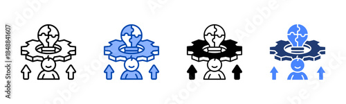 Cognitive icon set multiple style collection