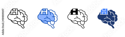 Memory icon set multiple style collection